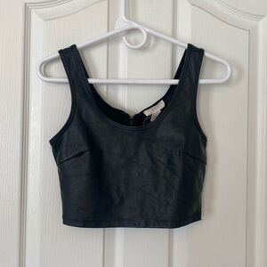 Faux leather crop top